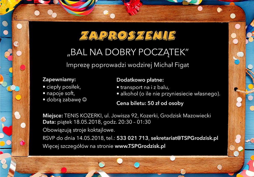 Tenisowa Szkoła Podstawowa - zaproszenie na bal
